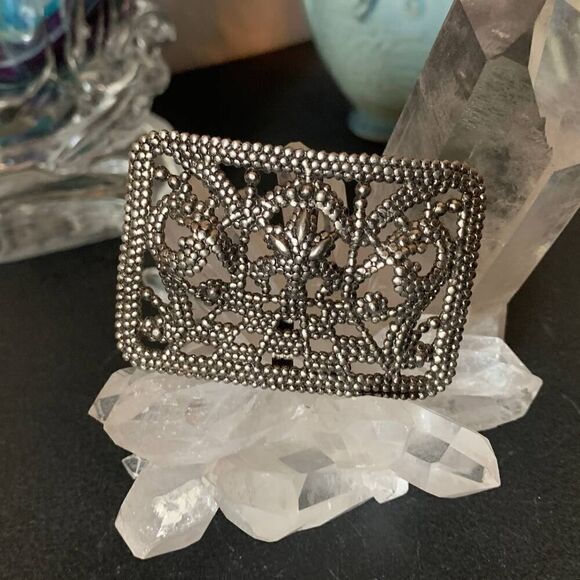 Vintage Faceted Steel Buckle, Unstamped - Picture 1 of 4